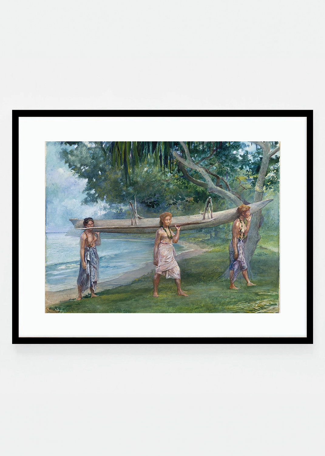 Girls Carrying a Canoe, Vaiala in Samoa