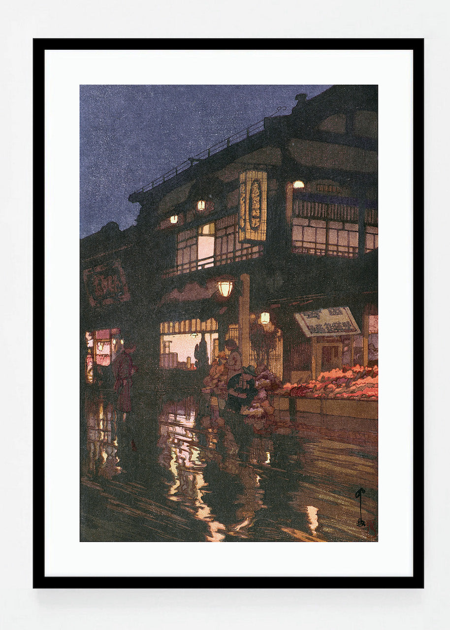 Kagurazaka street after night rain