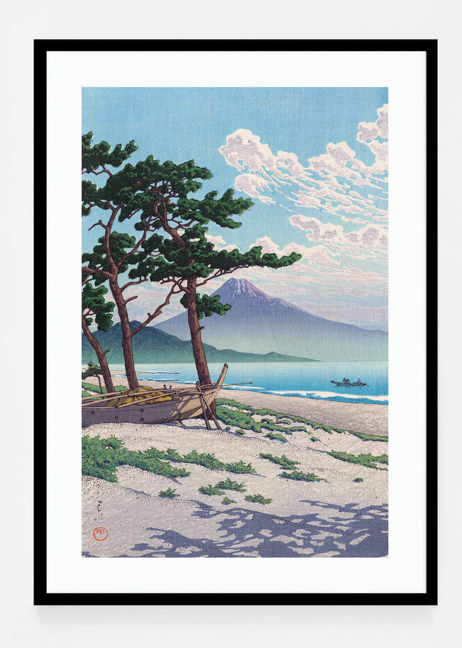 Pine Trees On The Beach With Mount Fuji
