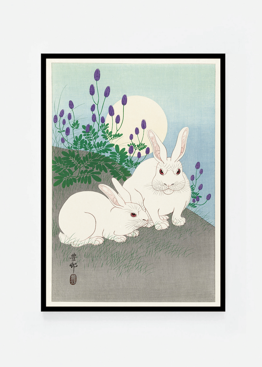 Rabbits at full moon