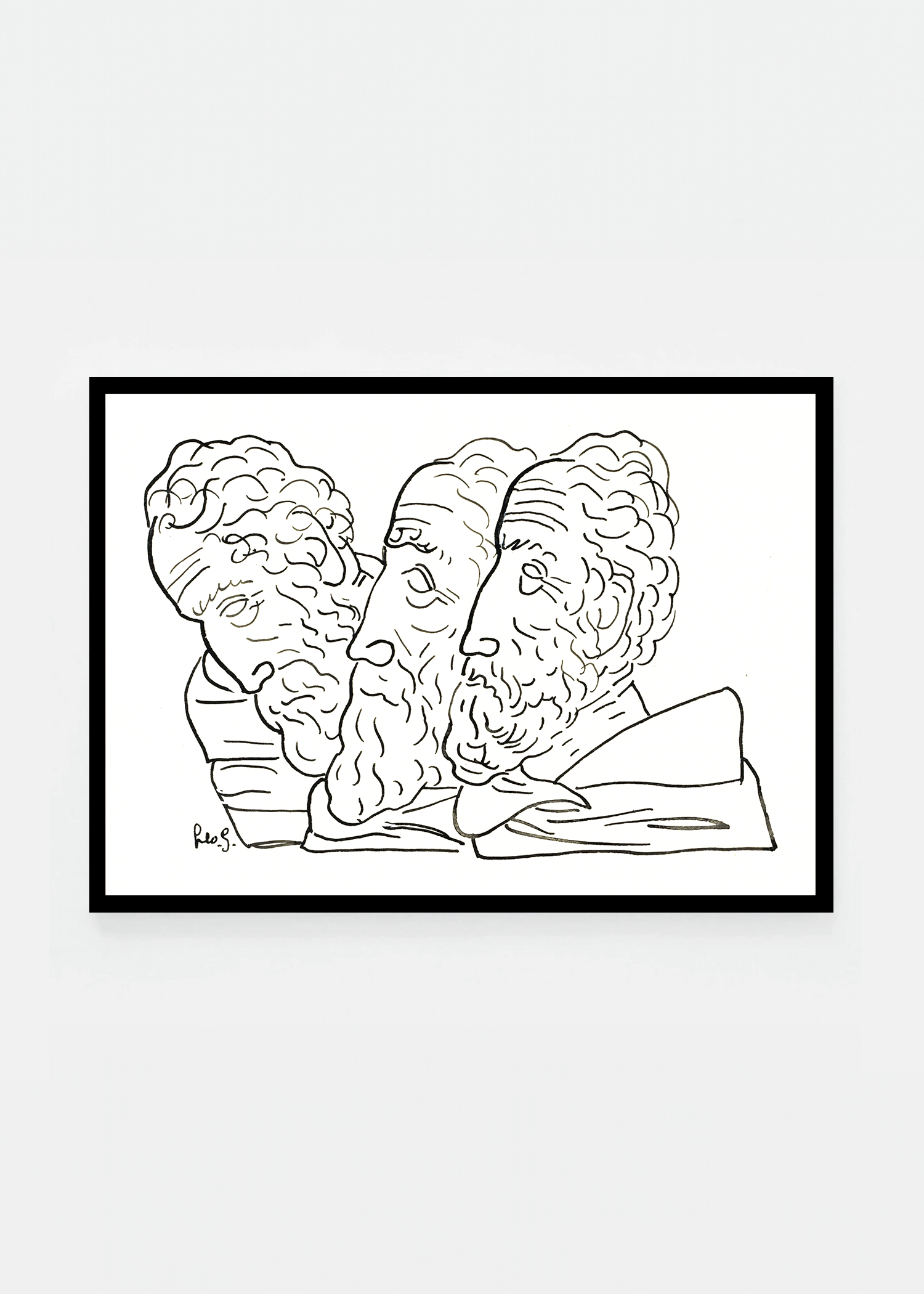 Three male heads with beards