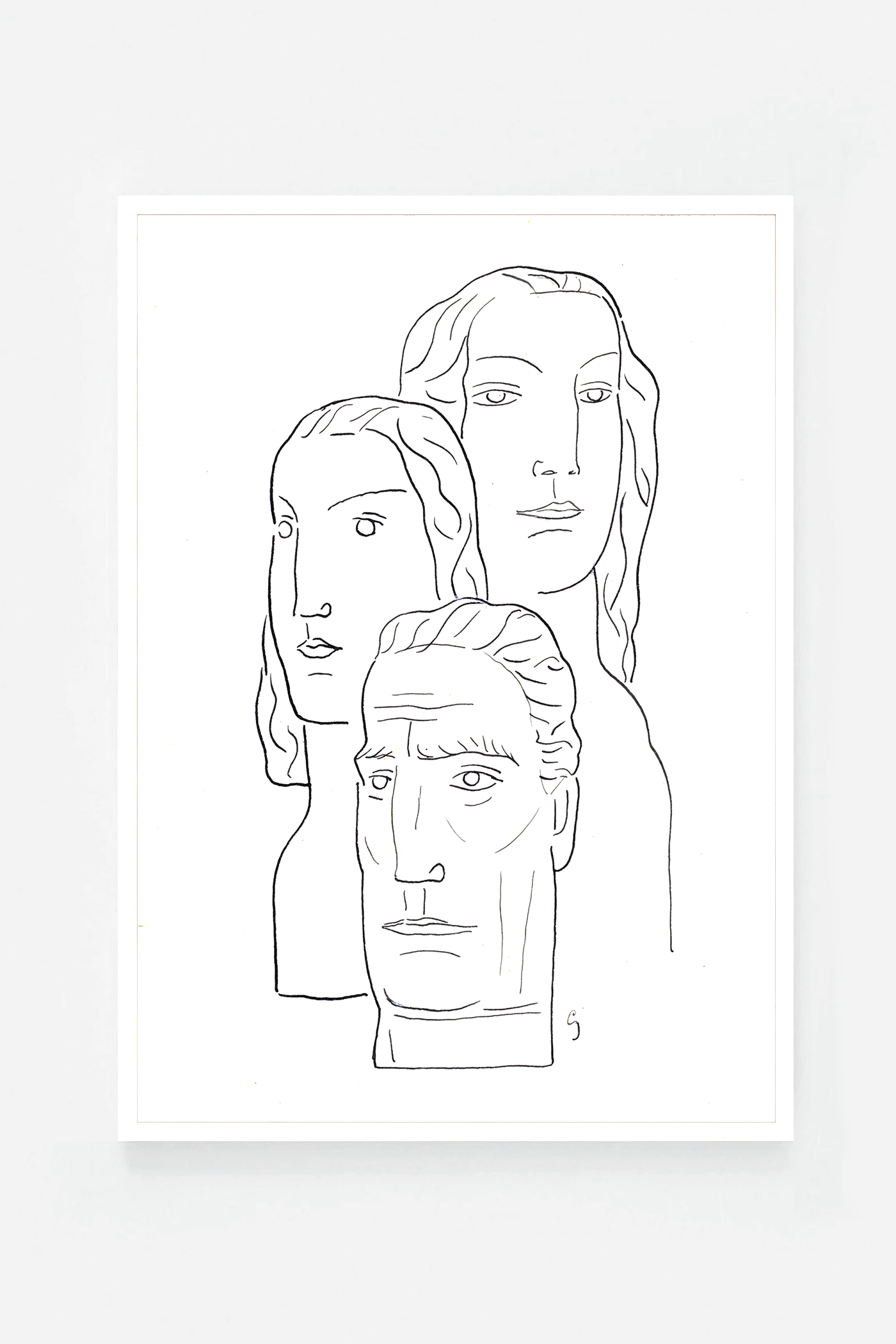 Two female heads and a male head