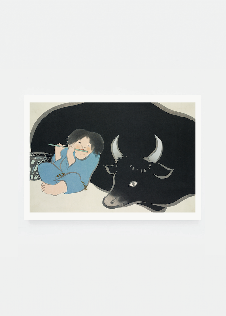 Flute player and bull