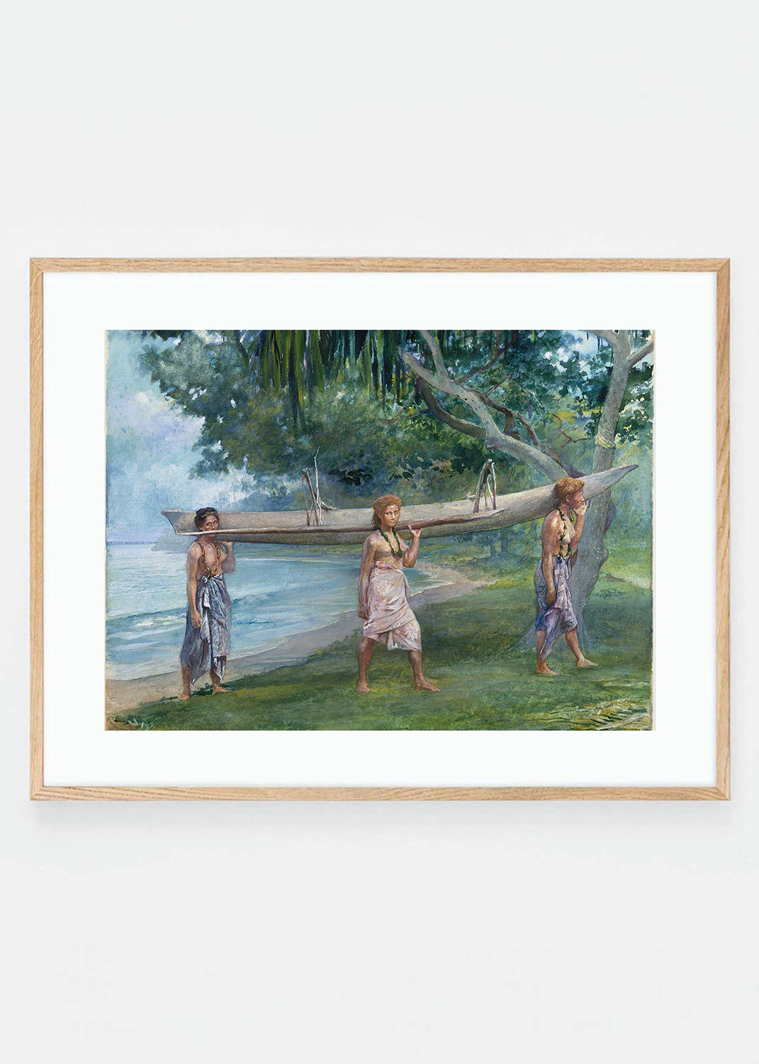 Girls Carrying a Canoe, Vaiala in Samoa