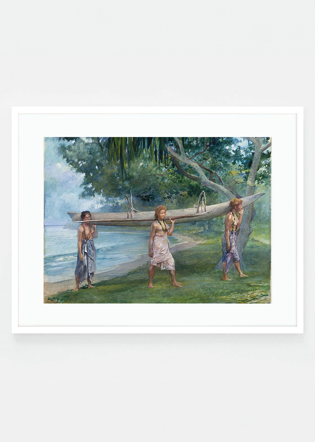 Girls Carrying a Canoe, Vaiala in Samoa