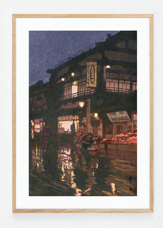 Kagurazaka street after night rain