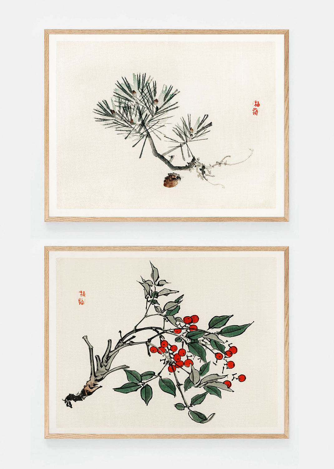 Set of two winter plant art prints I