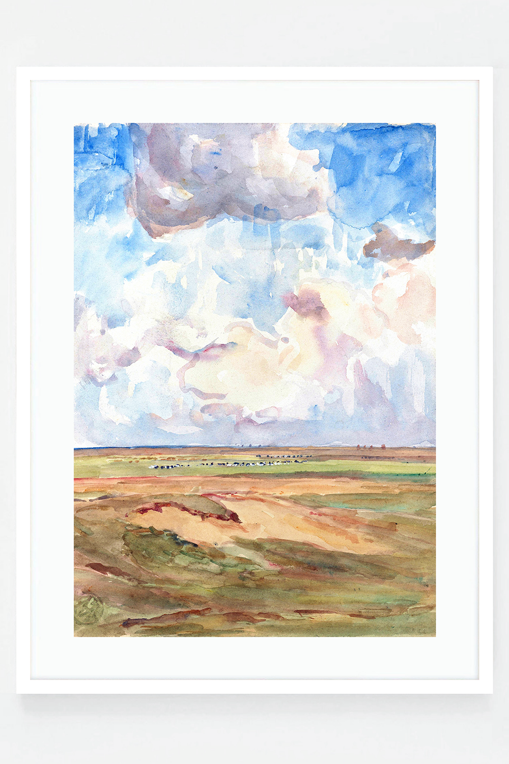 Landscape with herds in a grass field
