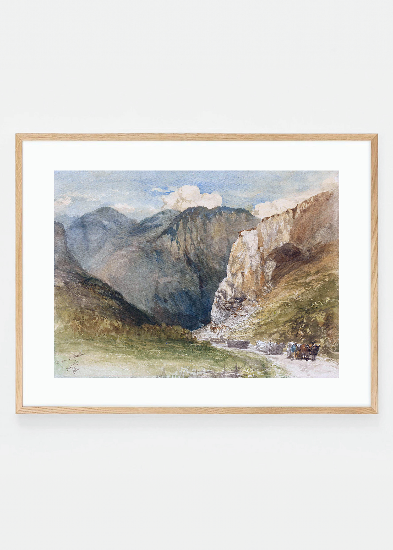 Ox Carts on a Road between the Mountains in the Canton of St. Gallen