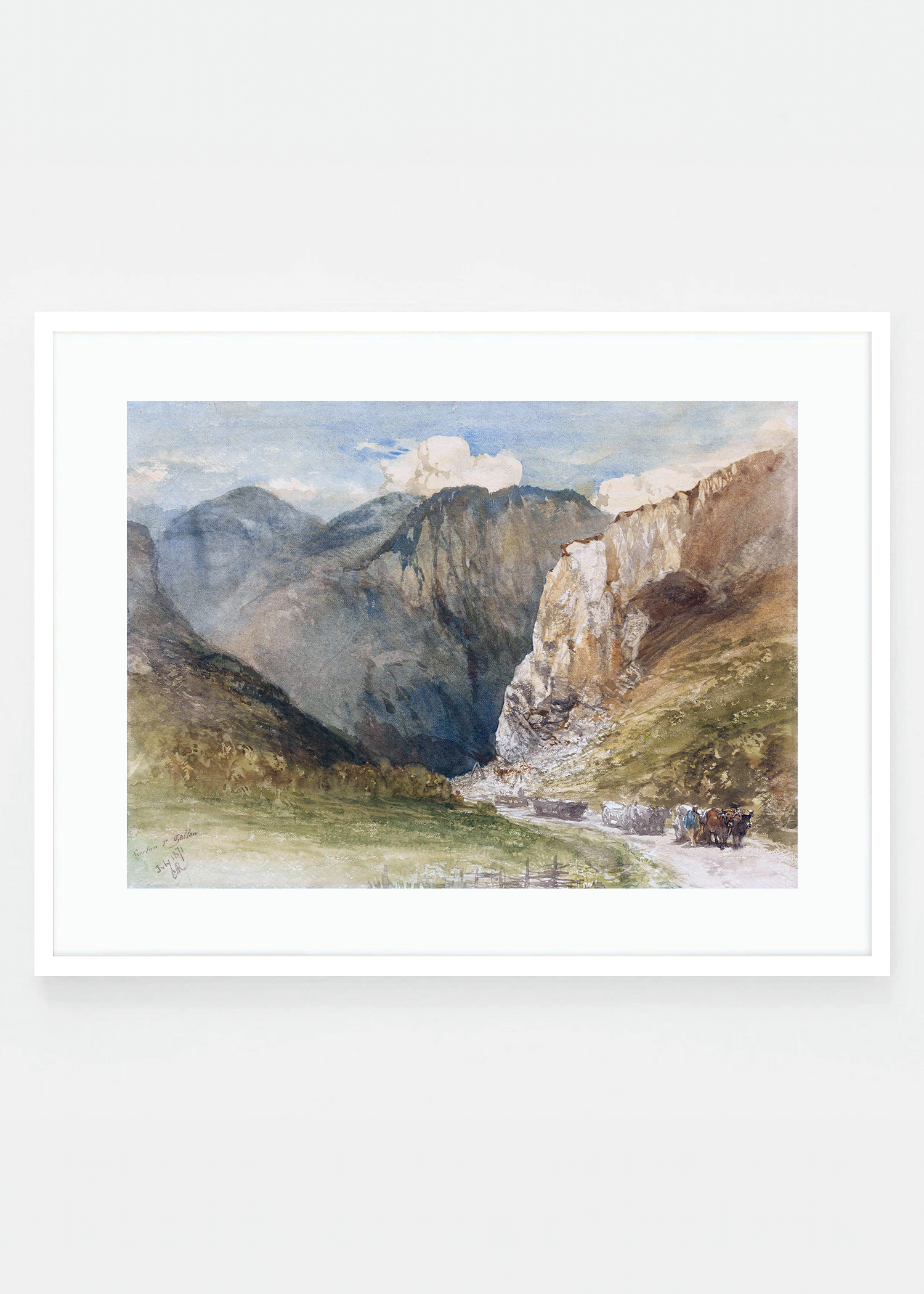 Ox Carts on a Road between the Mountains in the Canton of St. Gallen