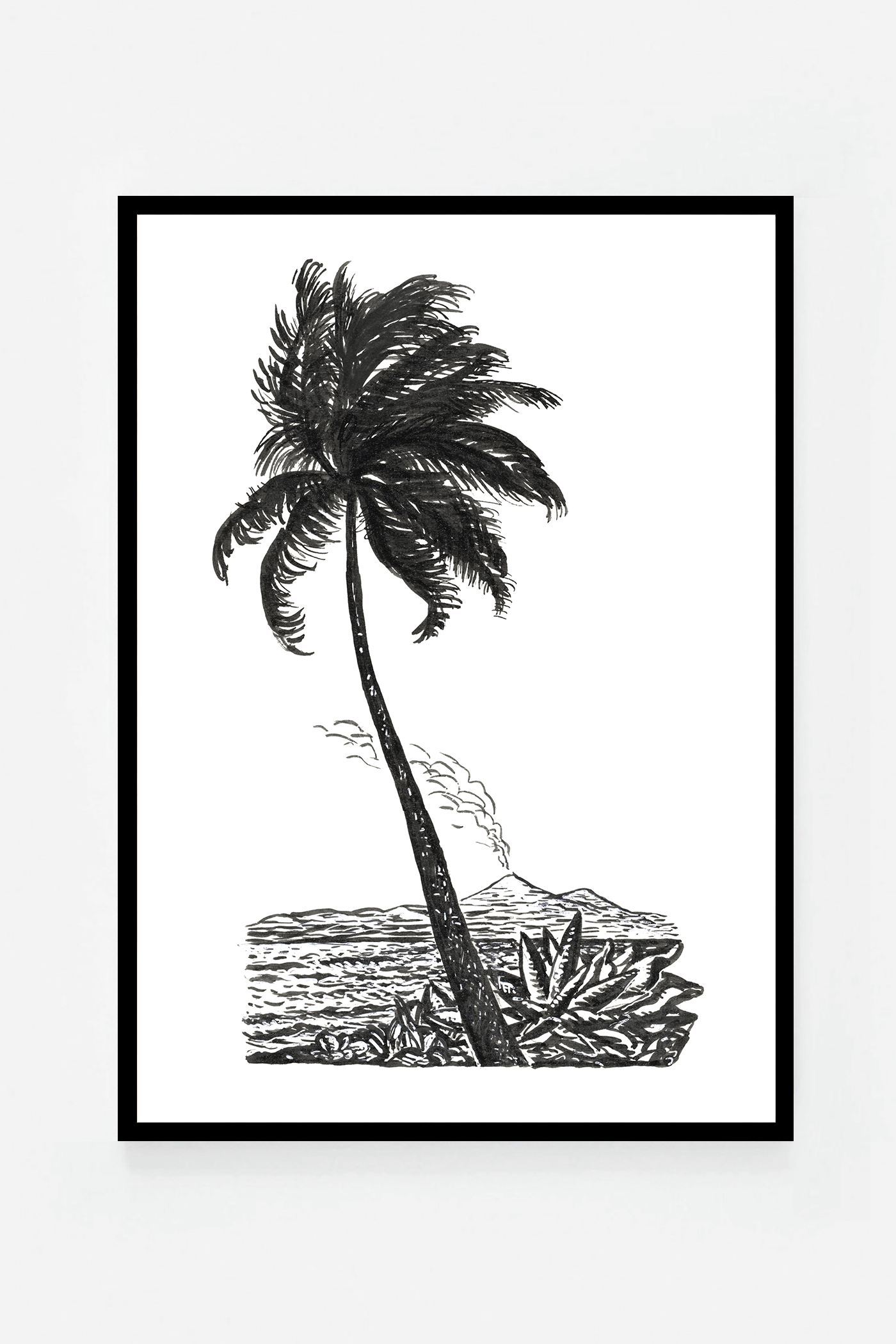 Palm tree on an island