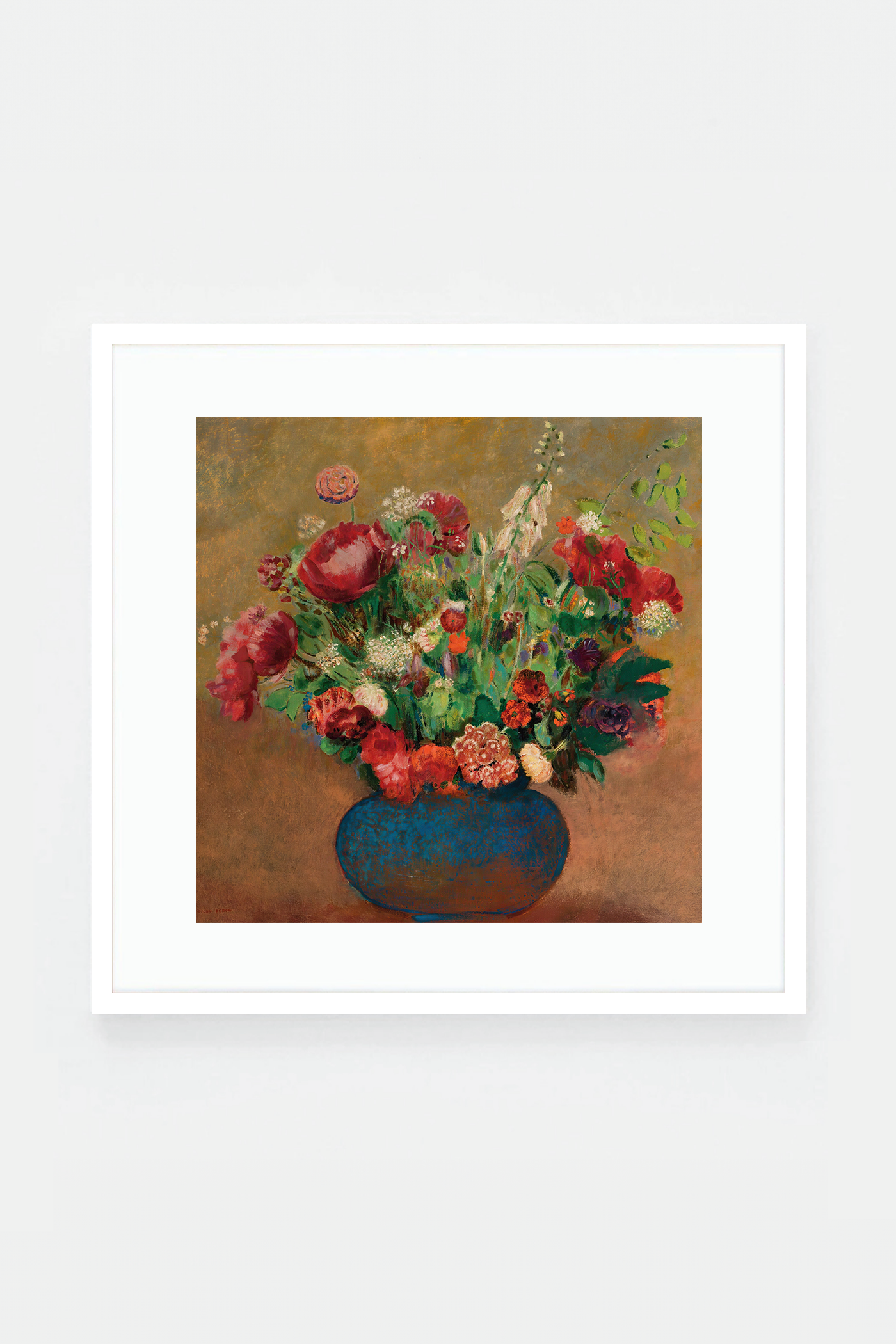 Pavots Et Oeillets De Poète dans Un Vase Bleu