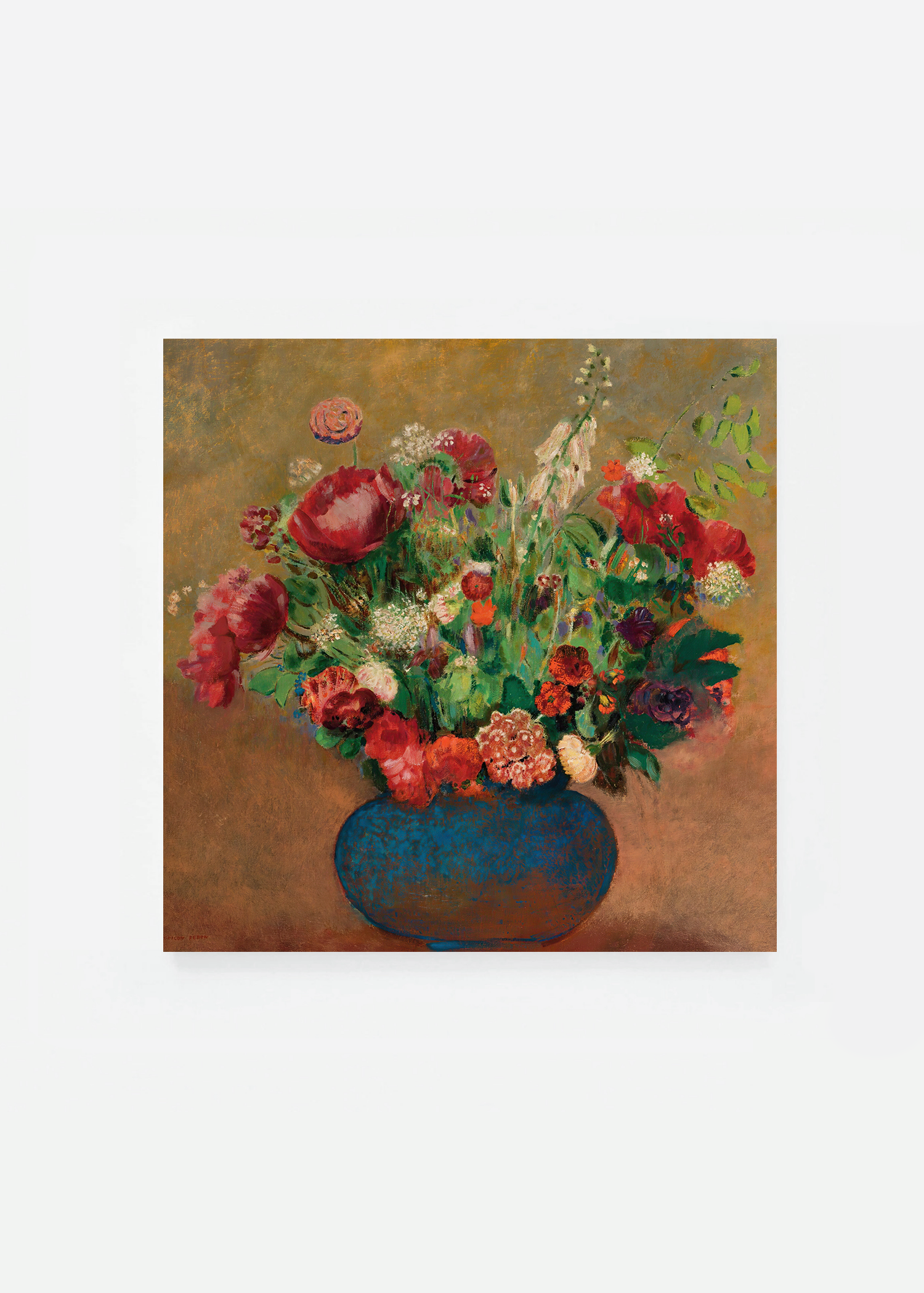 Pavots Et Oeillets De Poète dans Un Vase Bleu