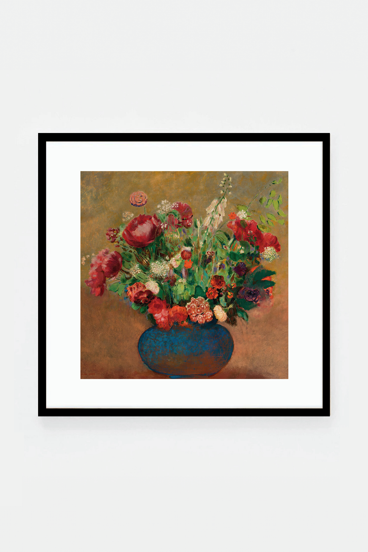 Pavots Et Oeillets De Poète dans Un Vase Bleu