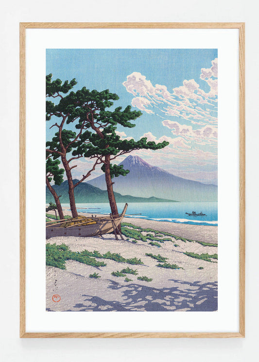 Pine Trees On The Beach With Mount Fuji