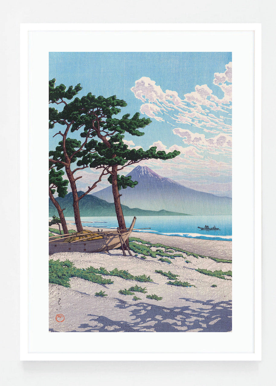 Pine Trees On The Beach With Mount Fuji