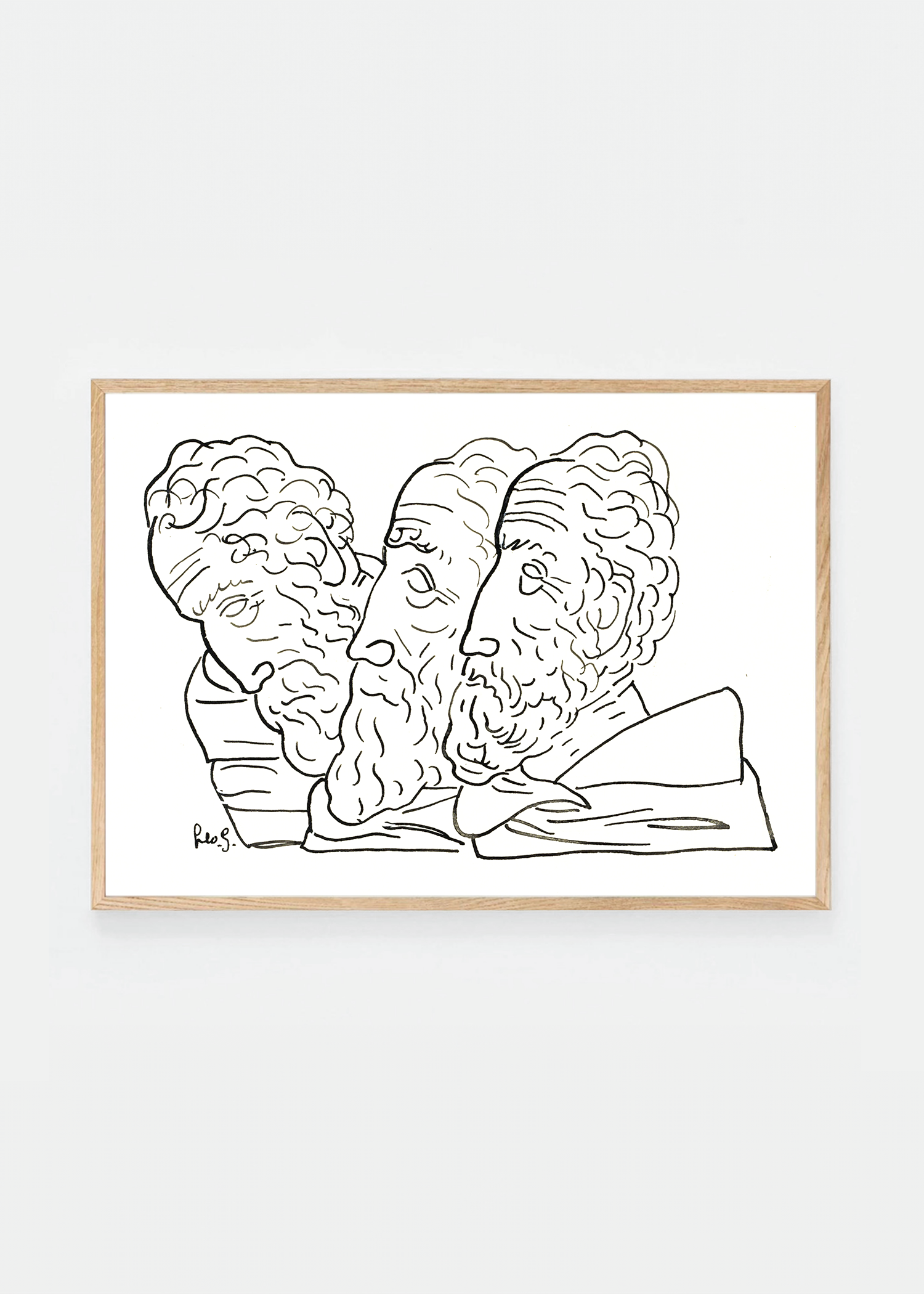 Three male heads with beards