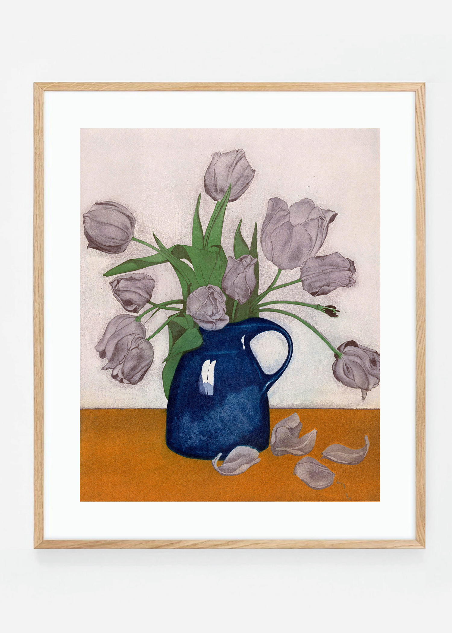 Tulips, vintage Japanese etching