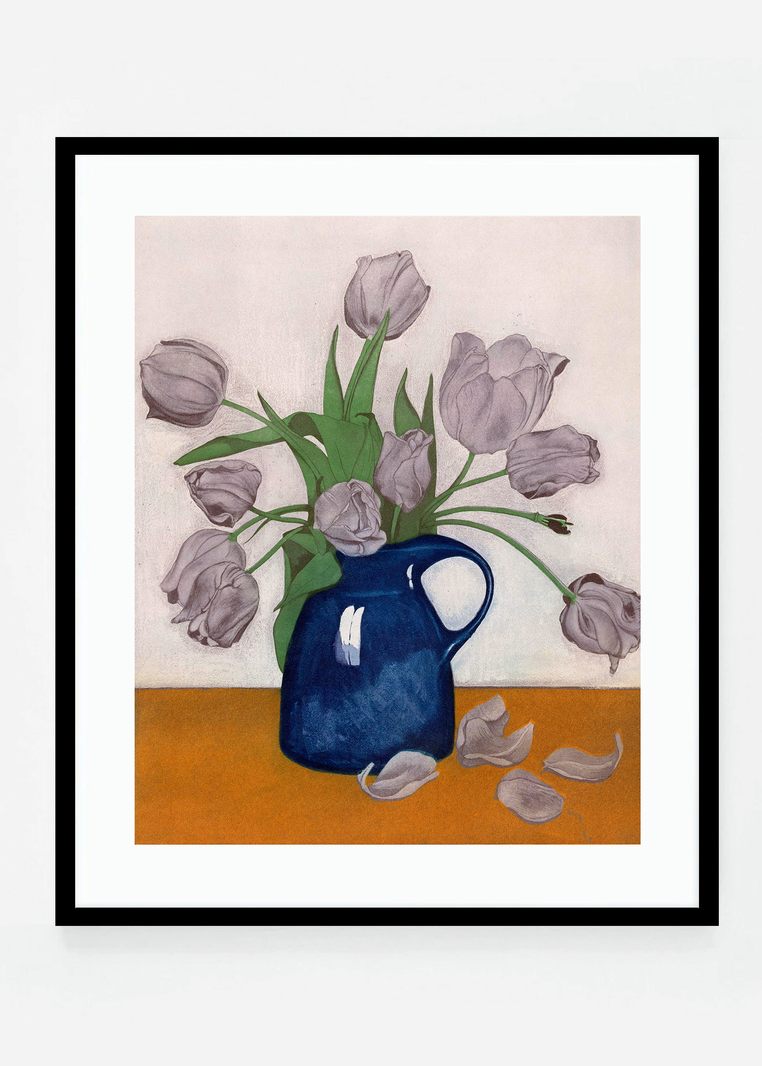 Tulips, vintage Japanese etching