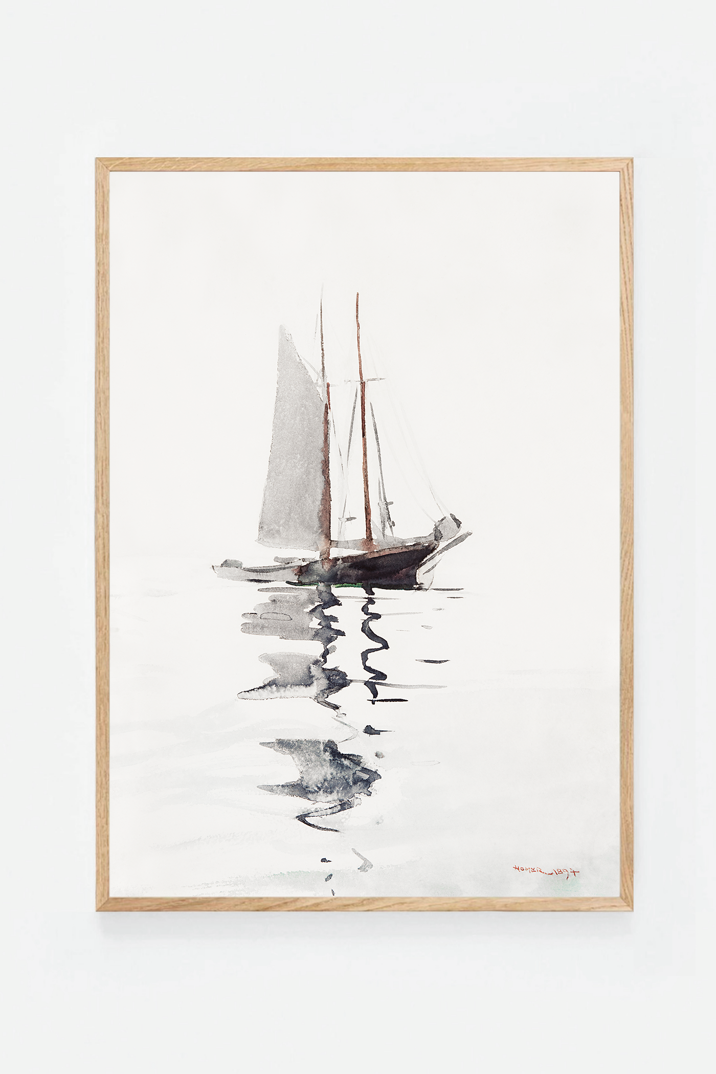 Two–masted Schooner with Dory