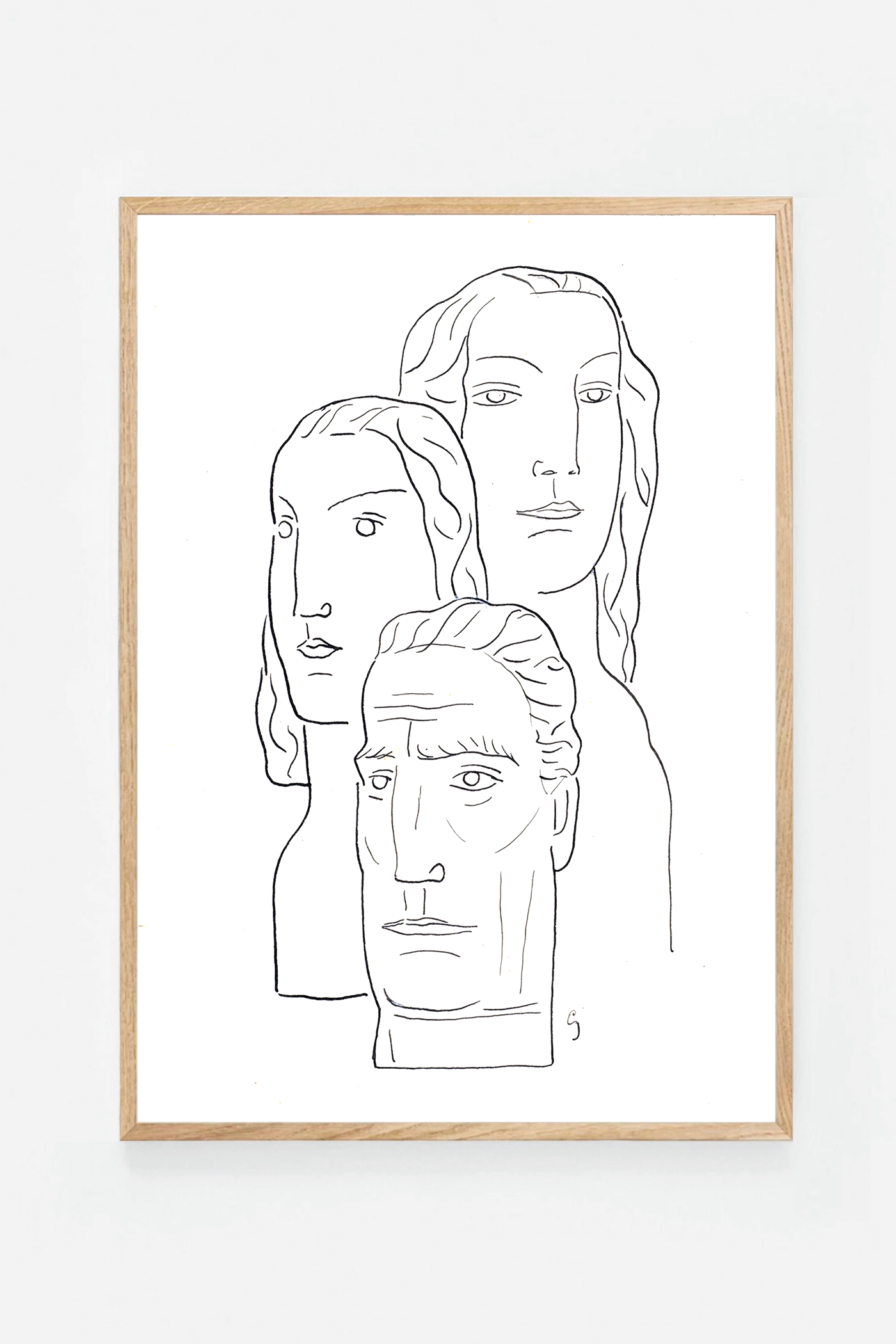 Two female heads and a male head