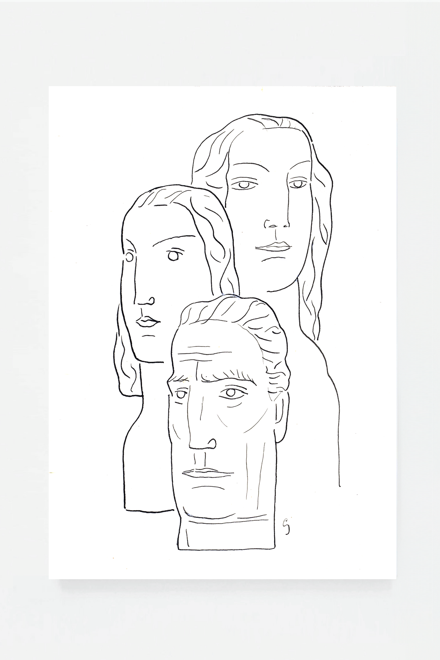 Two female heads and a male head